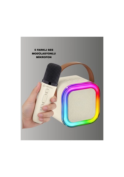 Karaoke Mikrofon Hoparlör Seti Bluetooth Kablosuz Taşınabilir - Hs08376072-9093 Renkli