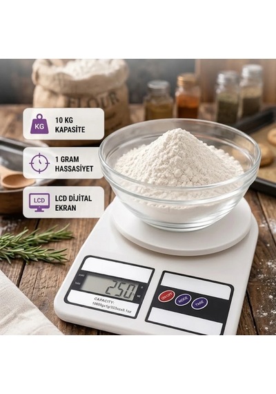 Taşınabilir Dijital Mutfak Terazisi 10 Kg Hassas Ölçüm Lcd Ekranlı Gram Ve Ons Destekli Renkli