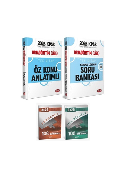 Data 2026 Kpss Ortaöğretim Lise Öz Konu Anlatımlı + Soru Bankası 2 Li Set Anla Kazan Paragraf