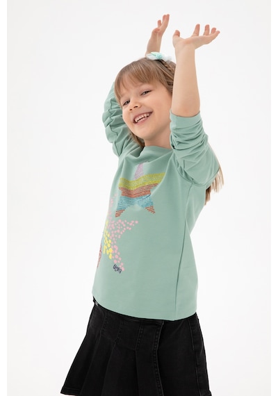 U.S. Polo Assn. Kız Çocuk Su Yeşili Bisiklet Yaka Sweatshirt 50298180-VR048