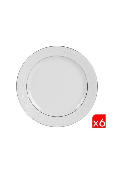 Porland Hazan Platin Yaldız Düz Tabak 25cm 6 Lı 04por031150