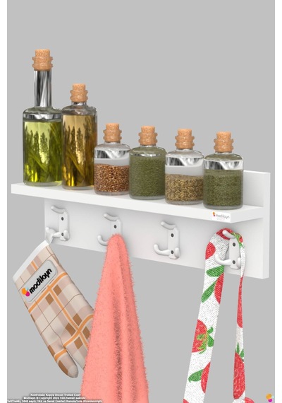 Kedi 12 Kancalı Mutfak Askısı 3'lü Set 51,4x19 Cm - Şık Tasarım, Çok Amaçlı Düzenleyici Ve Yer Tasarrufu 55 Cm