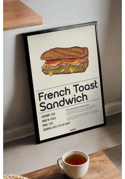 French Toast Ahşap Çerçeveli Poster, Dekoratif Mutfak Duvar Tablosu