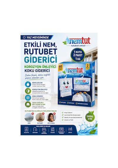 Nem Alıcı Rutubet Giderici 2 Kg 4'li Paket Koku Ve Küf Önleyici