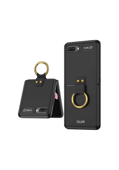 Rba Aksesuar Galaxy Uyumlu Z Flip Kılıf Rba Flip Ring Kıpta Kapak - Siyah Siyah