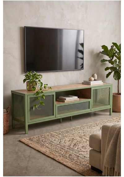 Carina Tv Sehpası - Metal Gövdeli, Metal File Kapaklı Ve Çekmeceli Ahşap Raflı Dekoratif Konsol - 180 Cm Endüstriyel Tasarım Mint Yeşil Carina Tv Sehpası - Metal Gövdeli, Metal File Kapaklı Ve Çekmeceli Ahşap Raflı Dekoratif Konsol - 180 Cm Endüstriyel Tasarım Mint Yeşil