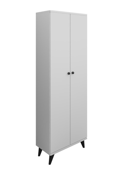 Simple Çok Amaçlı Dolap 5 Raflı 2 Kapaklı 60x30x176 Beyaz Beyaz