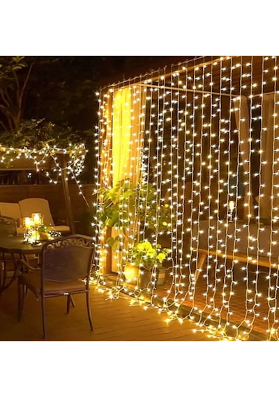 300 Ledli 15 Sarkıt Perde Led Işık-8 Fonksiyon, 3x3 Metre Günışığı Ledli Saçak Ledi Günışığı