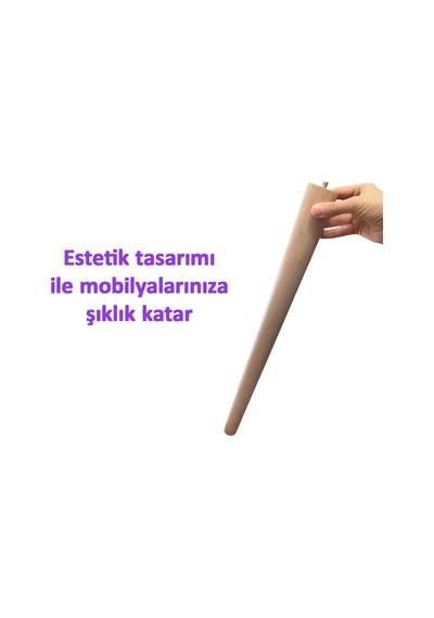 2 Adet Ahşap Ayak 35 Cm Masa Zigon Sehpa Tv Ünitesi Puf Tabure Ayağı Ayakları Konik M8 Civatalı Bej Renkli