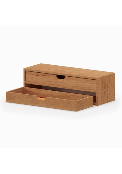 Desna İki Katlı İki Çekmeceli Dolap - Kiraz 34 Cm Uzunluk X 12.1 Cm Derinlik X 10.8 Cm Woodsaka Doğal
