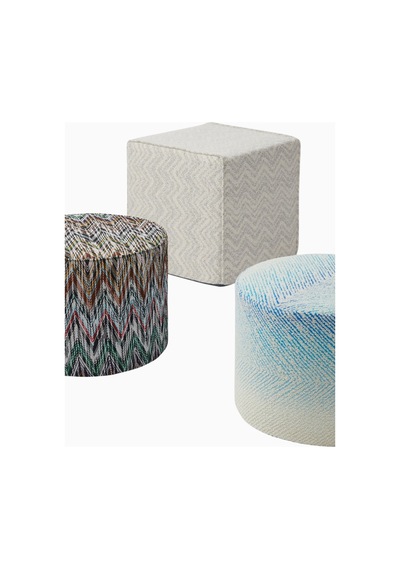 Missoni Columbia Zigzag Jakarlı Küp Bej Puf, Lüks Italyan Tasarım