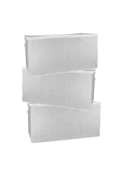 3 Lü Mega Boy Yorgan Hurcu Set, Yorgan Yastık Battaniye Kıyafet Çamaşır Düzenleyici 80x60cm 3 Adet Beyaz - Gri 3 Lü Mega Boy Yorgan Hurcu Set, Yorgan Yastık Battaniye Kıyafet Çamaşır Düzenleyici 80x60cm 3 Adet Beyaz - Gri
