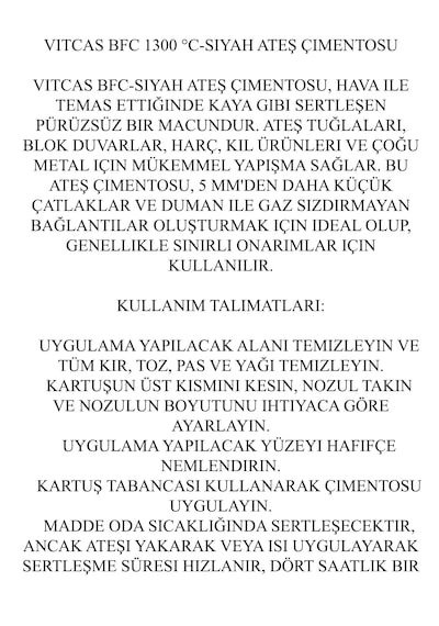 Çok Amaçlı Siyah Ateş Çimentosu 1300 C Isıya Dayanıklı Yapıştır