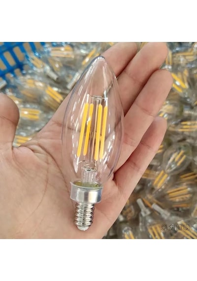 Amberled 10 Adet Buji Ampul 4w Şeffaf Filament Rustik Led Ampul E14 Duy, 3200k Günışığı Işık - Cata - Avize Ampulü