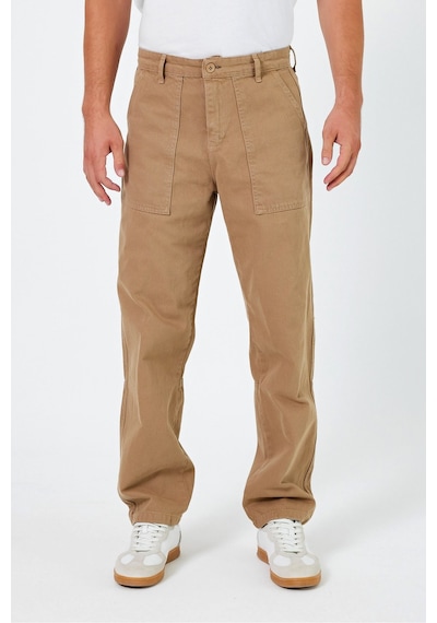 Tarz Cool Erkek Düz Baggy Jean Pantolon Vizon
