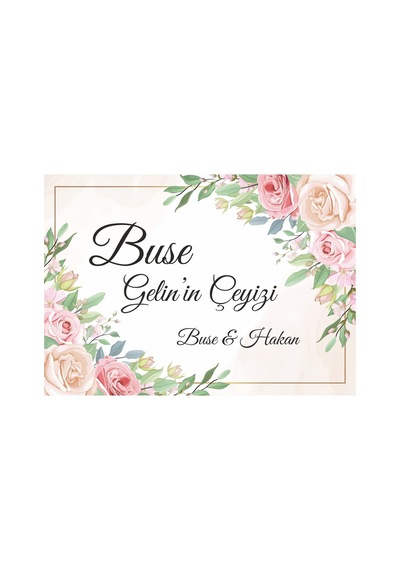 Pembe Gül Kenarlıklı Çiçek Suluboya Çeyiz Koli Etiketi 10 Adet A4 Ebat Baskılı Sticker Diğer