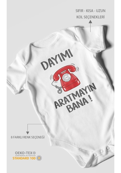 Morivokids Dayımı Aratmayın Bana Kısa Kollu Bebek Body %100 Pamuk Beyaz