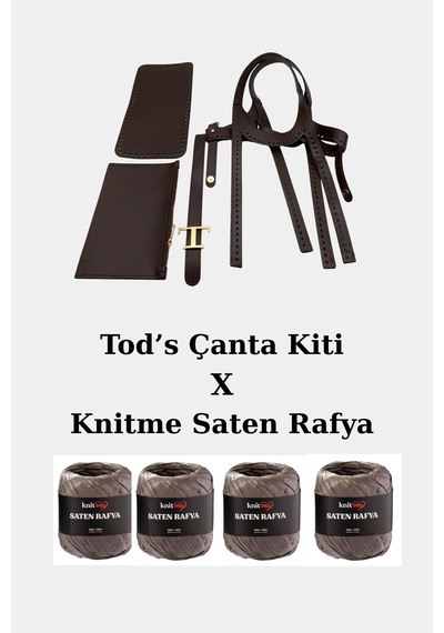 Tods Model Acı Kahve Örgü Çanta Kiti Saten Rafya İpler Dahil Kit Örgü Kiti