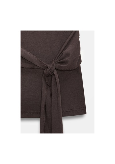 Dilvin 32841 Bağlamalı Bandeau Top Koyu Kahve