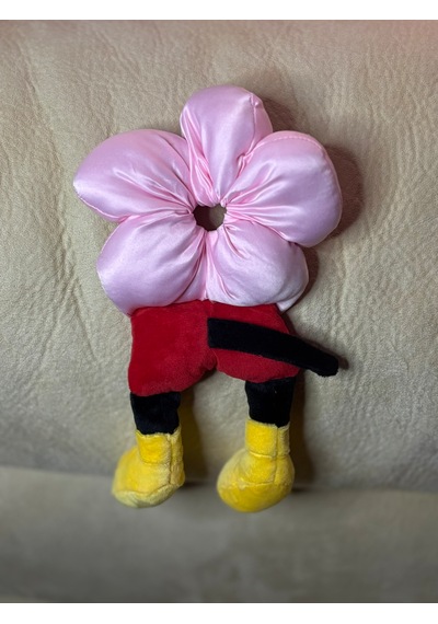 Mickeyy Mouse Figürlü Saten Puantiyeli Scrunchie Simit Toka - Çılgın Topuz Tokası Açık Pembe