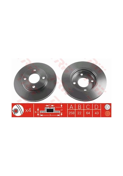 Ford Fiesta 5 Ön Fren Diski 258 Mm Çap 2002-2009 Trw