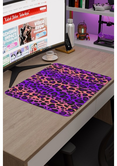 Leopar Kaymaz Dikişli Kauçuk Oyuncu Mousepad V1 - 48x40 Xl Gaming Mouse Pad Fare Altlığı
