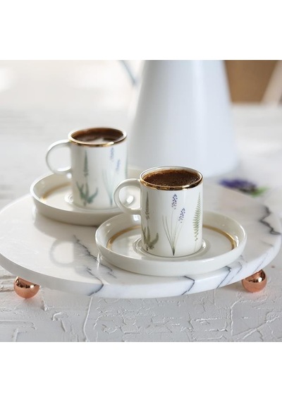 Porland Botanical Kahve Takımı 4 Parça Beyaz