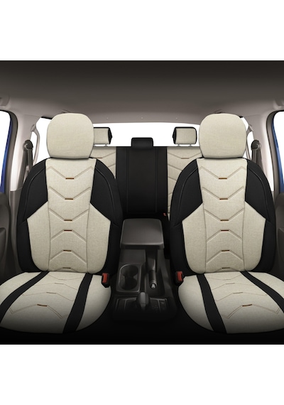 Minderland Verita Elegance Serisi Oto Koltuk Kılıfı, Keten-deri / Krem, Renault 12 İle Uyumlu