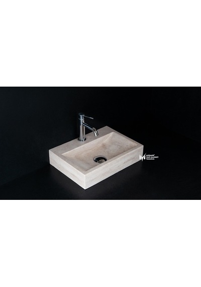 Traverten Batarya Çıkışlı Kare Lavabo
