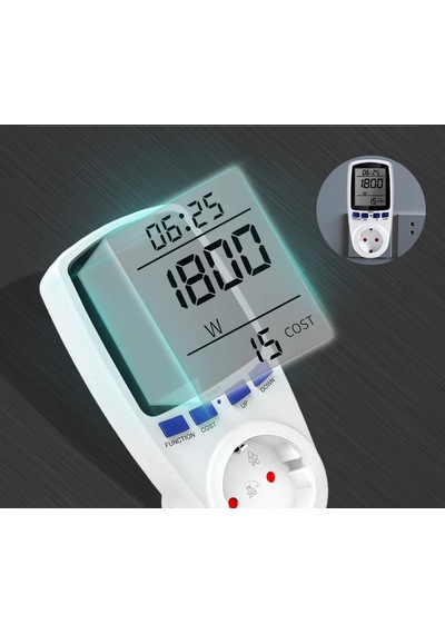 Işıklı Wattmetre Priz Tipi 3680W Enerji Sarfiyat Tüketim Ölçer
