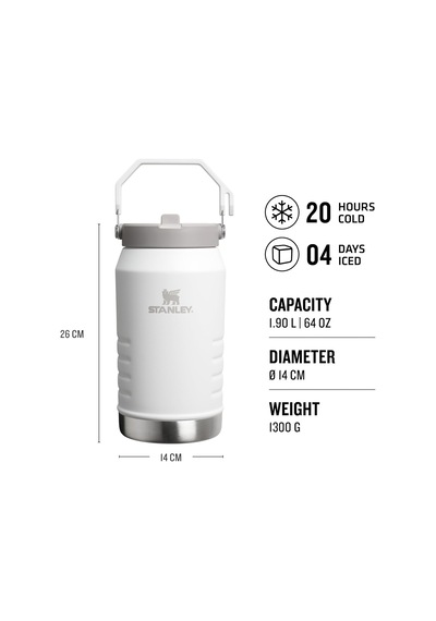 Stanley Iceflow Flip Straw Tumbler Pipetli Termos Matara, Beyaz Çok Renkli