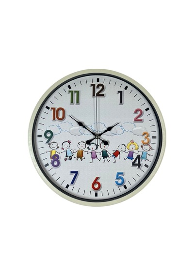 36 Cm Krem Çocuk Odası Duvar Saati Çocuk Odası Renkli Rakamlı 41643692