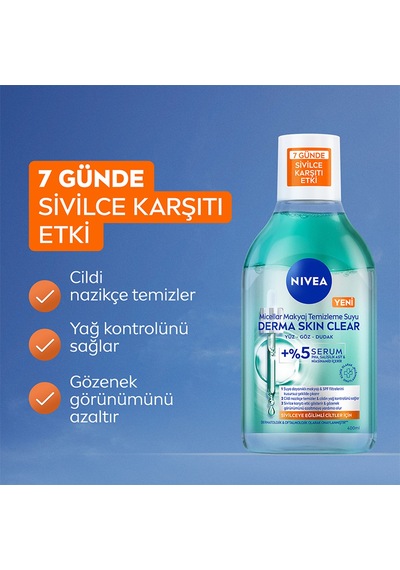 Nivea Yüz Bakım Derma Skin Clear Micellar Makyaj Temizleme Suyu 400 Ml