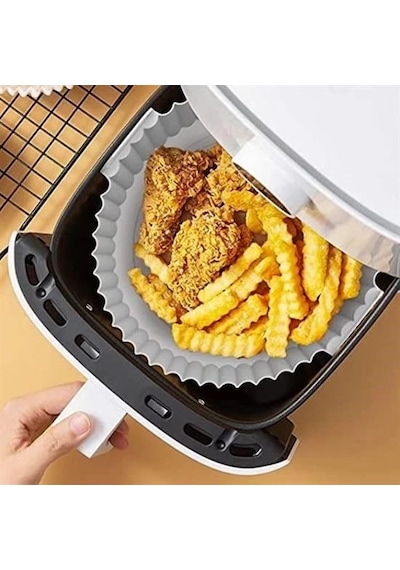 Renkli Isıya Dayanıklı Yıkanılabilir Silikon Fırın Ve Airfryer Yuvarlak Pişirme Matı 20 Cm 15x9