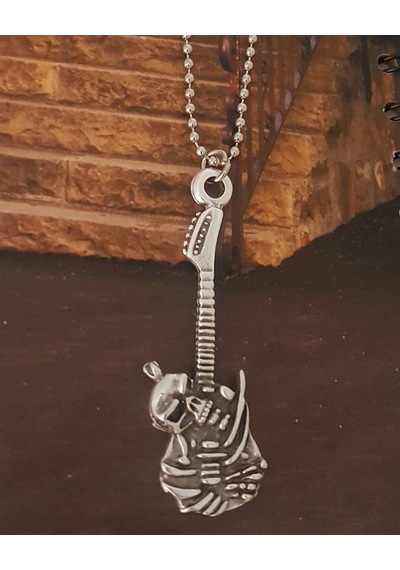 Gitar Kuru Kafa Kolye 925 Ayar Gümüş Kaplama Gümüş