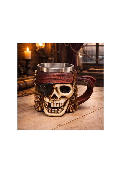 5 Adet Korsan Kupa Bardak 3d Kuru Kafa Tasarımlı Dekoratif Kupa Çelik İçli Macera Severler İçin Mug Pirate Diğer