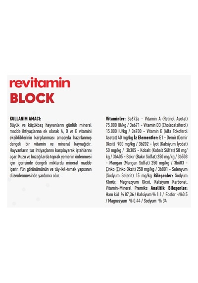 Revitamin Block 3kg Vitaminli Yalama Taşı 4'lü Paket