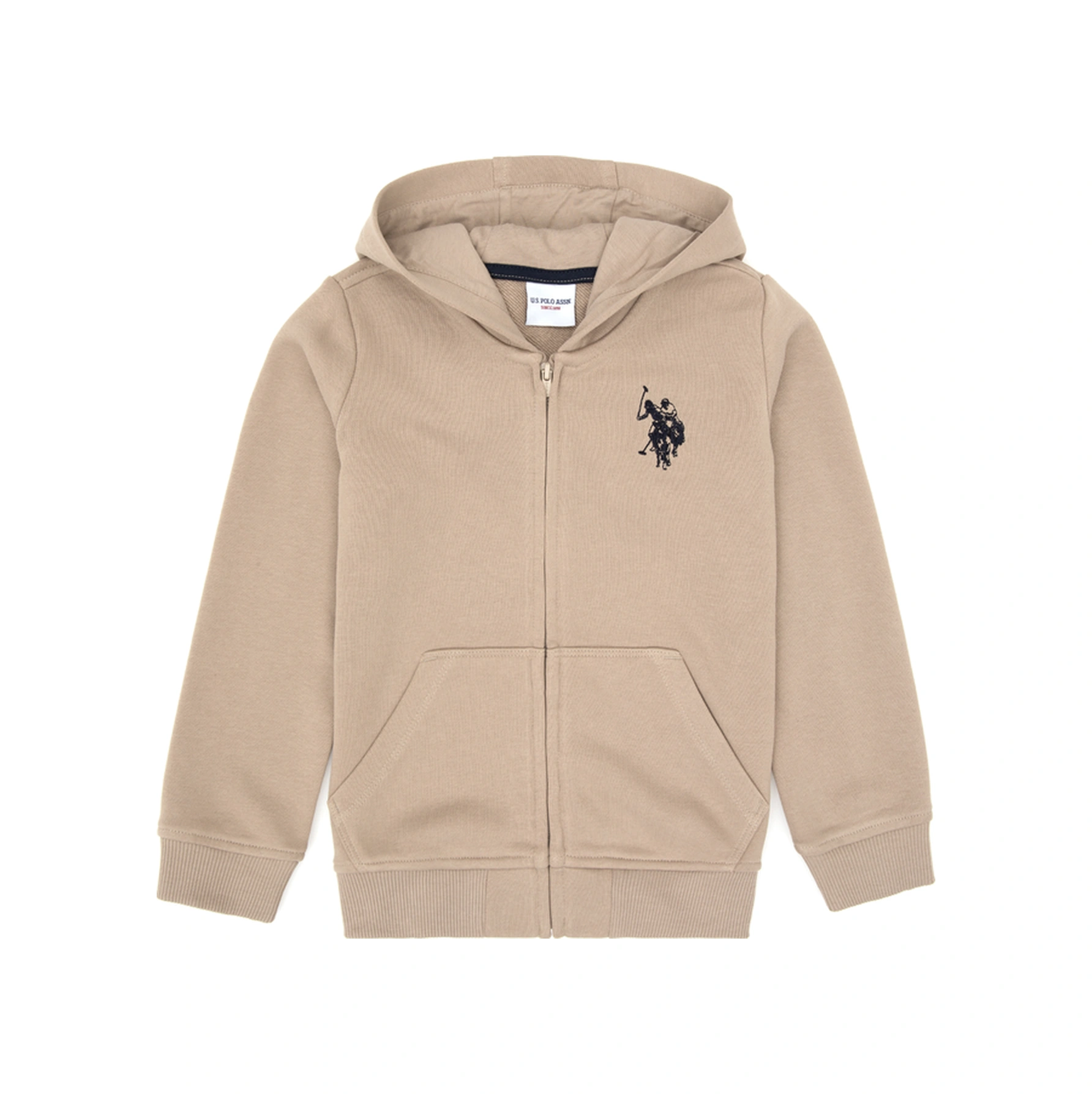 U.S. Polo Assn. Erkek Çocuk Koyu Bej Fermuarlı Kapüşonlu Sweatshirt 50316706-VR088