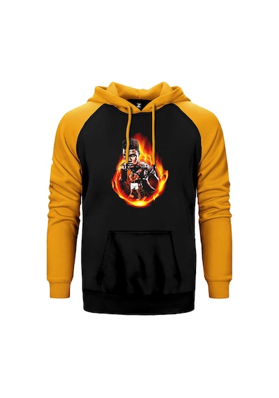 Muhammed Ali Dragon Sarı Renk Reglan Kol Kapşonlu Sweatshirt Sarı