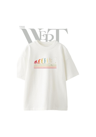 Thewert Evrim Balikci Tasarım Baskılı Ünisex Beyaz Oversize T-shirt