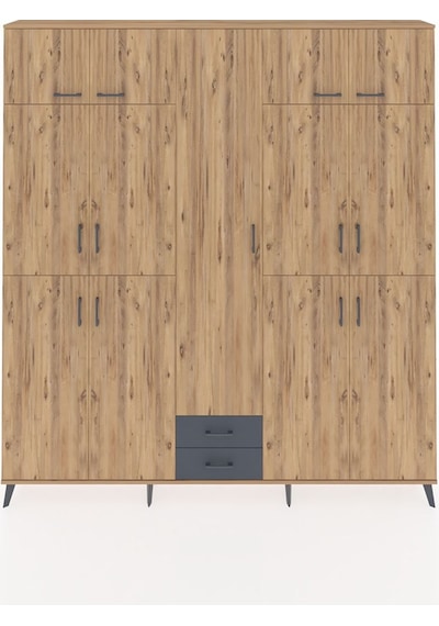 Arges Dolap 10 Raflı 2 Çekmeceli 4 Askılı 220x30x243 Çam-çam/antrasit Atlas Çam/antrasıt Arges Dolap 10 Raflı 2 Çekmeceli 4 Askılı 220x30x243 Çam-çam/antrasit Atlas Çam/antrasıt