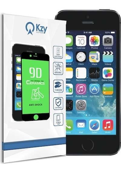 Apple Uyumlu iPhone 5S Tam Kaplayan Seramik Ekran Koruyucu Siyah (512232471) 20 Tl Fark Ile Apple Uyumlu iPhone Hızlı Şarj Kablosu