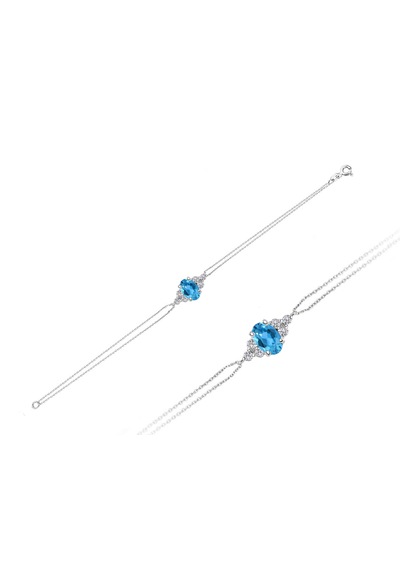 Sirius Pırlanta Ve Oval Mavi Topaz Taşlı Bileklik 0817b0008