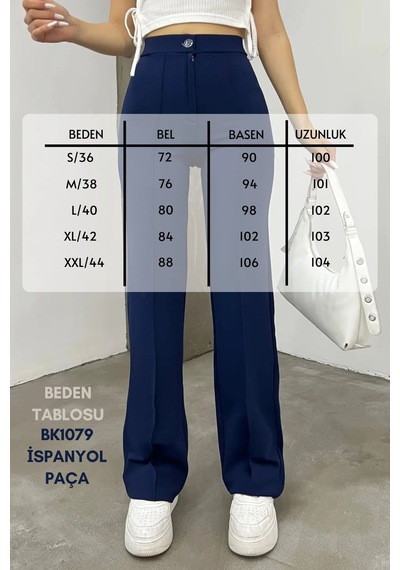 Balenbi Kadın Yüksek Bel Toparlayıcı Ispanyol Paça Palazzo Pantolon 1079 Lacivert Balenbi Kadın Yüksek Bel Toparlayıcı Ispanyol Paça Palazzo Pantolon 1079 Lacivert