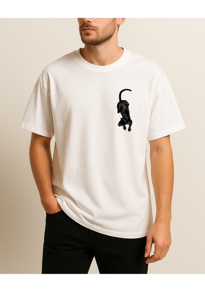 Hugo Boss Etnik Puma Baskılı T-shirt Beyaz