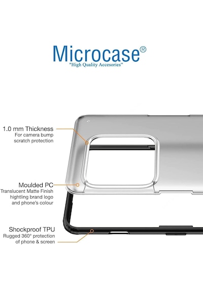 Microcase Google Pixel 9 Pro Xl Luna Serisi Köşe Korumalı Sert Rubber Kılıf - Al3422 Siyah Şeffaf