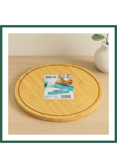 Bezos Yuvarlak 29.7 Cm Bambu Döner Sunum Tepsisi 360 Bzs01