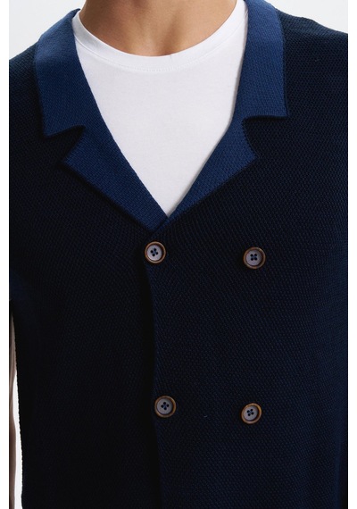 AR-MA Arma Erkek Slim Fit Örme Likralı Pike Yelek Kısa Kollu, %90 Akrilik %10 Wool K0yyo0857 Lacivert