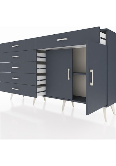Arges Konsol Tek Raflı 6 Çekmeceli 2 Kapaklı 176x30x99 Antrasit-a Antrasit-antrasit Arges Konsol Tek Raflı 6 Çekmeceli 2 Kapaklı 176x30x99 Antrasit-a Antrasit-antrasit