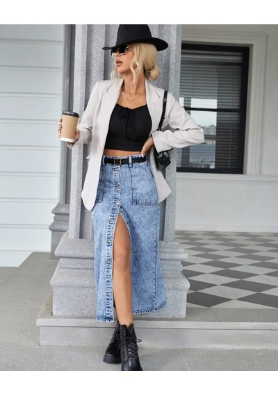 Pass&pass 2102-etk Kadın Likralı Önden Düğmeli Jeans Kot Denim Uzun Etek Kar Çok Renkli Pass&pass 2102-etk Kadın Likralı Önden Düğmeli Jeans Kot Denim Uzun Etek Kar Çok Renkli